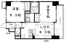 エステムプラザ京都聚楽第粋邸 2LDKの間取図画像