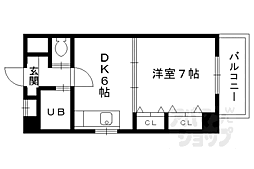 阪急京都本線 西京極駅 徒歩25分の賃貸マンション 2階1DKの間取り