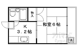 京都地下鉄東西線 太秦天神川駅 徒歩9分の賃貸マンション 3階1Kの間取り