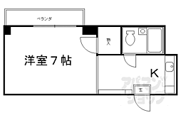 京福電気鉄道北野線 北野白梅町駅 徒歩20分の賃貸マンション 1階1Kの間取り