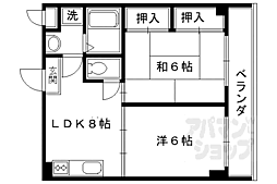 阪急嵐山線 松尾大社駅 徒歩10分の賃貸マンション 4階2LDKの間取り
