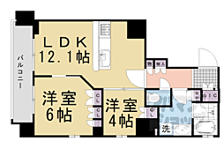 ジ・アーバネックス京都三条通り 9階2LDKの間取り