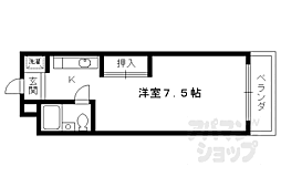 京福電気鉄道嵐山本線 車折神社駅 徒歩5分の賃貸マンション 3階1Kの間取り