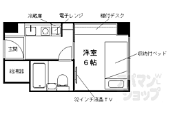 京都市営烏丸線 今出川駅 徒歩17分の賃貸マンション 4階1Kの間取り