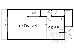 阪急京都本線 西院駅 徒歩10分の賃貸マンション 3階1Kの間取り