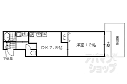 京都市営烏丸線 丸太町駅 徒歩14分の賃貸マンション 1階1LDKの間取り