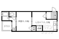 イースト東福寺 1階1LDKの間取り
