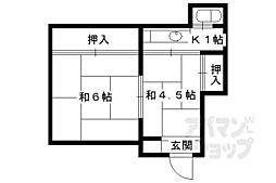 京都市営烏丸線 九条駅 徒歩2分の賃貸アパート 1階2Kの間取り