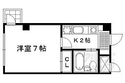 ステュディオフラット室町 5階1Kの間取り