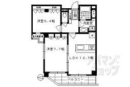 アバンエスパス烏丸御池 5階2LDKの間取り
