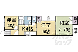 JR山陰本線 円町駅 徒歩7分の賃貸アパート 1階3Kの間取り