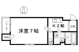 JR東海道・山陽本線 京都駅 徒歩10分の賃貸マンション 2階1Kの間取り