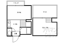 JR山陰本線 花園駅 徒歩10分の賃貸マンション 4階2Kの間取り