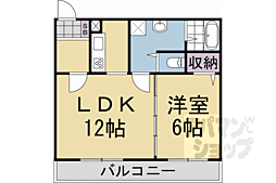 阪急京都本線 西院駅 徒歩8分の賃貸マンション 2階1LDKの間取り