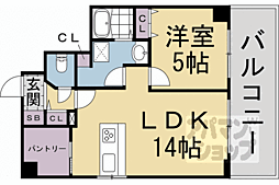京都地下鉄東西線 二条駅 徒歩12分の賃貸マンション 5階1LDKの間取り