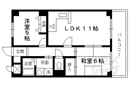 JR東海道・山陽本線 西大路駅 徒歩5分の賃貸マンション 4階2LDKの間取り