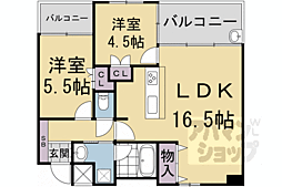 JR東海道・山陽本線 京都駅 徒歩5分の賃貸マンション 7階2LDKの間取り