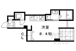 京都市営烏丸線 今出川駅 徒歩25分の賃貸マンション 4階ワンルームの間取り