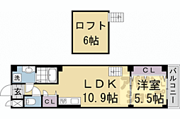 JR山陰本線 丹波口駅 徒歩8分の賃貸マンション 3階1LDKの間取り