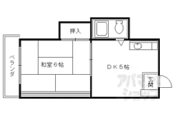 JR山陰本線 太秦駅 徒歩12分の賃貸マンション 2階2Kの間取り