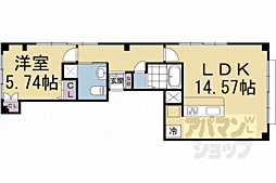 JR山陰本線 太秦駅 徒歩6分の賃貸マンション 4階1LDKの間取り