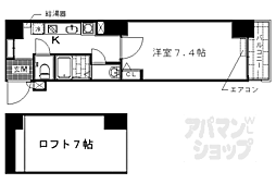 阪急京都本線 西院駅 徒歩7分の賃貸マンション 5階1Kの間取り
