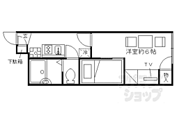 京都市営烏丸線 今出川駅 徒歩7分の賃貸アパート 2階1Kの間取り