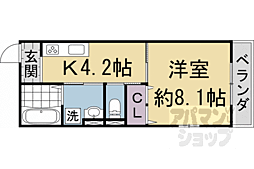 JR山陰本線 嵯峨嵐山駅 徒歩4分の賃貸アパート 1階1Kの間取り