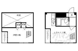 京都地下鉄東西線 太秦天神川駅 徒歩5分の賃貸マンション 2階1LDKの間取り