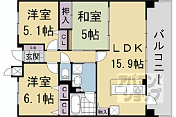 JR山陰本線 丹波口駅 徒歩8分の賃貸マンション 4階3LDKの間取り