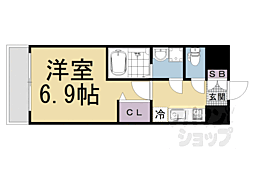 JR東海道・山陽本線 西大路駅 徒歩15分の賃貸マンション 2階1Kの間取り