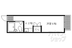 京福電気鉄道北野線 北野白梅町駅 徒歩18分の賃貸マンション 2階ワンルームの間取り