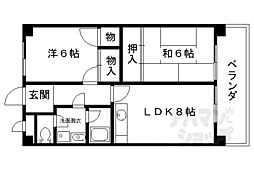 阪急京都本線 西京極駅 徒歩11分の賃貸マンション 3階2DKの間取り