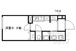 京都地下鉄東西線 西大路御池駅 徒歩3分の賃貸マンション 2階1Kの間取り