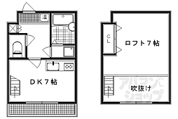 京都市営烏丸線 今出川駅 徒歩8分の賃貸マンション 2階1DKの間取り