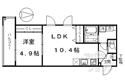 JR東海道・山陽本線 京都駅 徒歩10分の賃貸マンション 2階1LDKの間取り