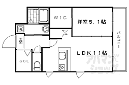 阪急京都本線 西院駅 徒歩20分の賃貸マンション 4階1LDKの間取り