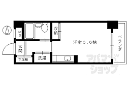 スカイノブレ京都四条大宮 3階ワンルームの間取り