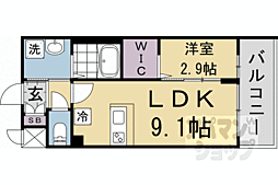 京都市営烏丸線 十条駅 徒歩4分の賃貸マンション 5階1LDKの間取り