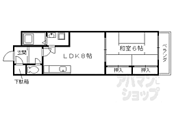 京都地下鉄東西線 太秦天神川駅 徒歩5分の賃貸マンション 3階1LDKの間取り