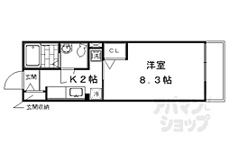 阪急京都本線 西京極駅 徒歩25分の賃貸マンション 3階1Kの間取り