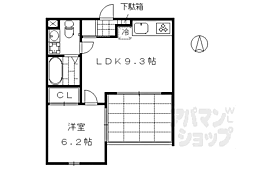 JR山陰本線 二条駅 徒歩6分の賃貸マンション 2階1LDKの間取り