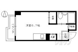スカイノブレ京都四条大宮 4階1Kの間取り