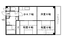 阪急京都本線 西院駅 徒歩10分の賃貸マンション 5階3DKの間取り