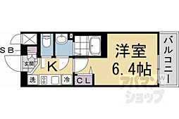 JR東海道・山陽本線 京都駅 徒歩9分の賃貸マンション 4階1Kの間取り