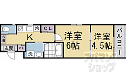 JR東海道・山陽本線 京都駅 徒歩15分の賃貸マンション 1階2Kの間取り