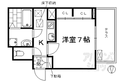 JR東海道・山陽本線 西大路駅 徒歩11分の賃貸アパート 1階1Kの間取り