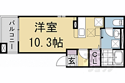 JR東海道・山陽本線 西大路駅 徒歩15分の賃貸アパート 1階ワンルームの間取り