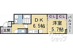 阪急嵐山線 松尾大社駅 徒歩22分の賃貸アパート 3階1DKの間取り