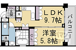 京都市営烏丸線 丸太町駅 徒歩11分の賃貸マンション 2階1LDKの間取り